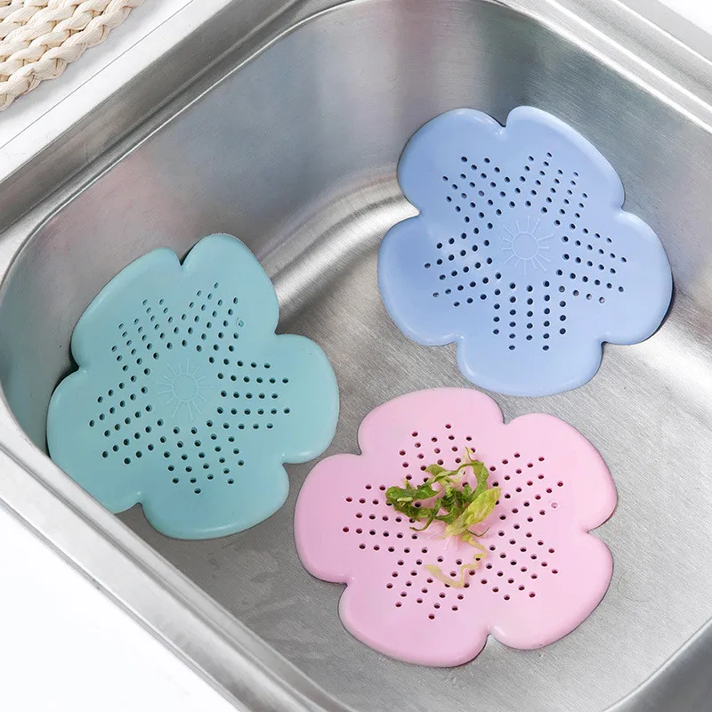 1 Pcs Flower Silicone Kitchen Sink Strainer Shower Drain Hair Trap Hair Catcher Bath Tub Protector Drain Cover for Floor Laundry