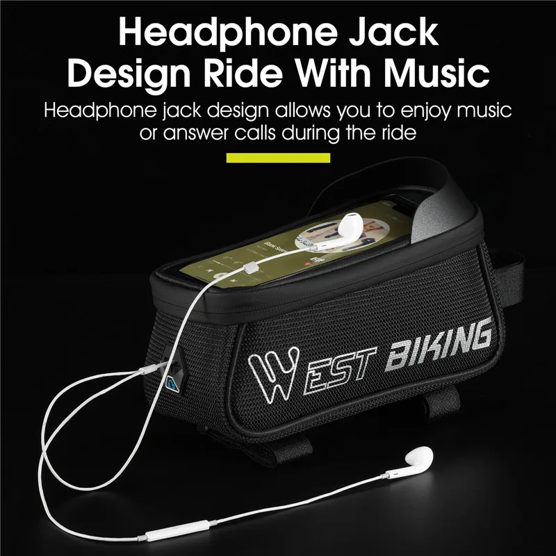 WEST BIKING-Sac de vélo à écran tactile sensible, sacoche de téléphone, cadre avant, coulée, VTT, accessoires de cyclisme sur route