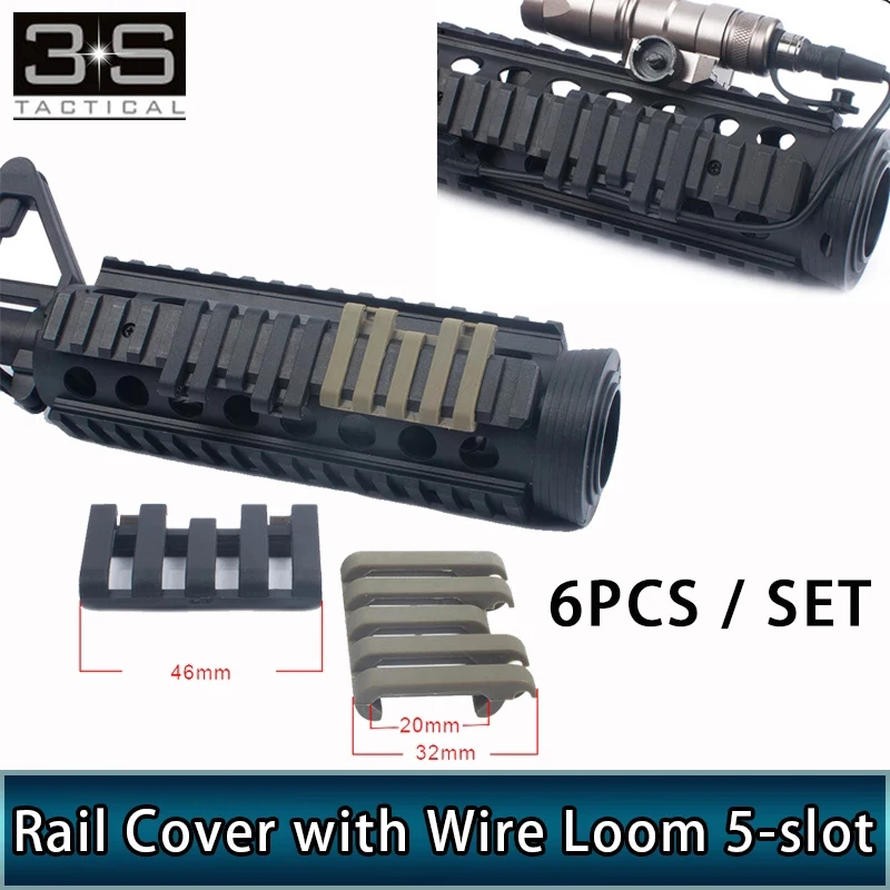 

6PCS/SET Tactical Airsoft 5-slot Rail Cover With Wire Loom flashlight Accessories Picatinny Rail accessories