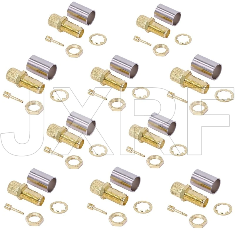 10PCS SMA Female Connector crimp for RG5 RG6 5D-FB LMR300 Coaxial cable