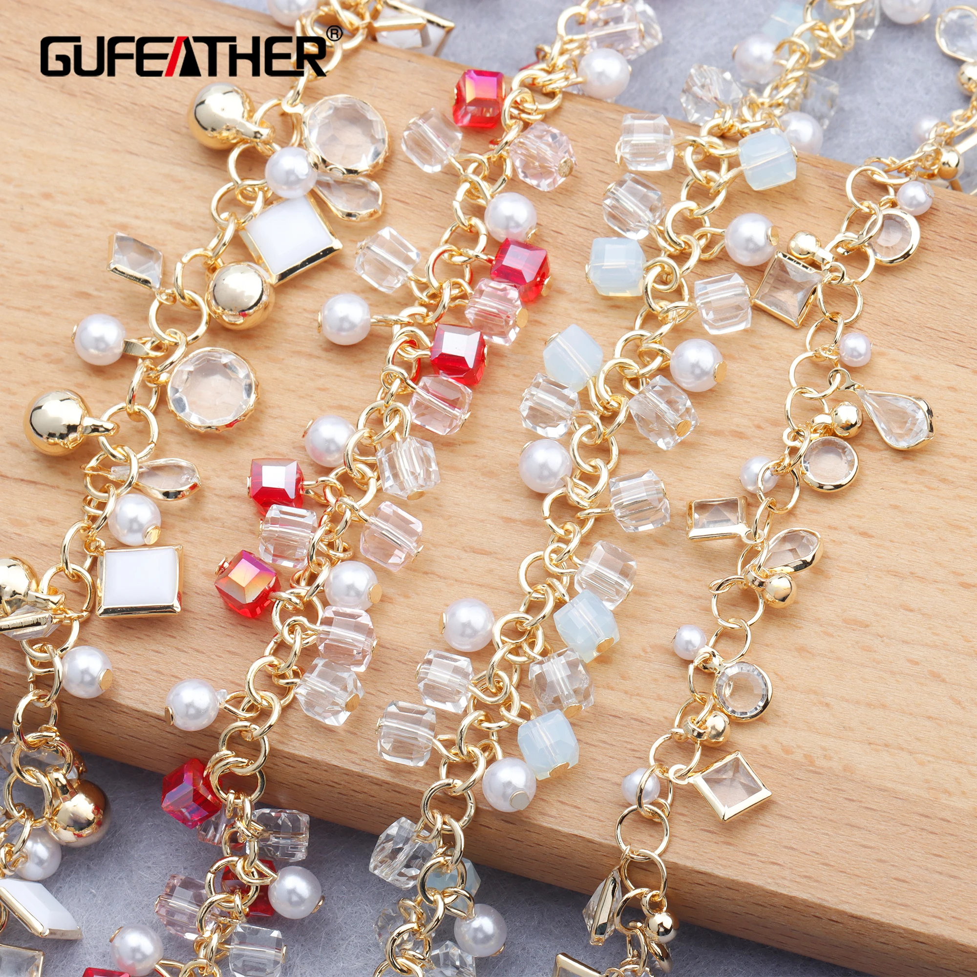 GUFEATHER C136,jewelry accessories,diy chain,18k gold plated,0.3 microns,hand made,plastic pearl,diy bracelet necklace,50cm/lot