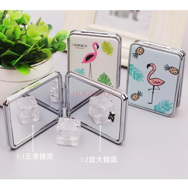 Small Mirror Cartoon Leather Mirror Cute Folding Double-sided Small Round Mirror Ladies Carry-on Makeup Mirror Sale