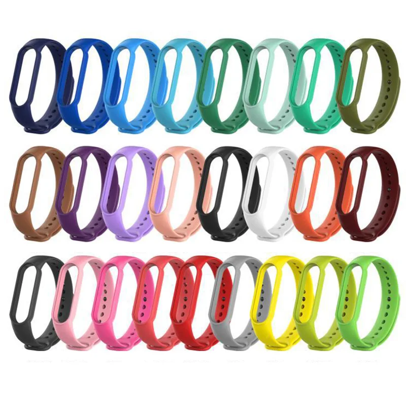 Strap For Xiaomi Mi Band 5 4 3 6 Silicone Wristband Bracelet Replacement For Xiaomi Band 4 MiBand 5 4 3 6 Wrist Color TPU Strap