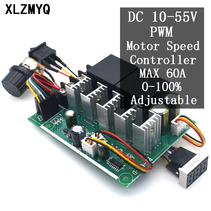 PWM Motor Speed Controller Digital Display 0-100% Adjustable DC 10-50V 40A DC Motor Speed Controller 12V 24V 48V 2000W MAX 60A