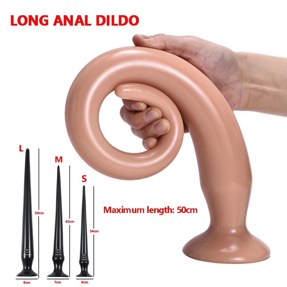 Consolador largo con ventosa para mujer, tapón Anal, dilatador Anal Gay, tapón para el punto G, Juguetes sexuales para hombre, masajeador de