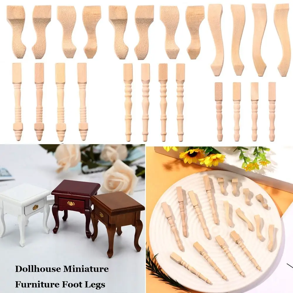 

European Style Mini Wood Carved DIY Dollhouse Miniature Furniture Foot Legs Doll Home Decor Accessories Christmas Gift Kids Toy