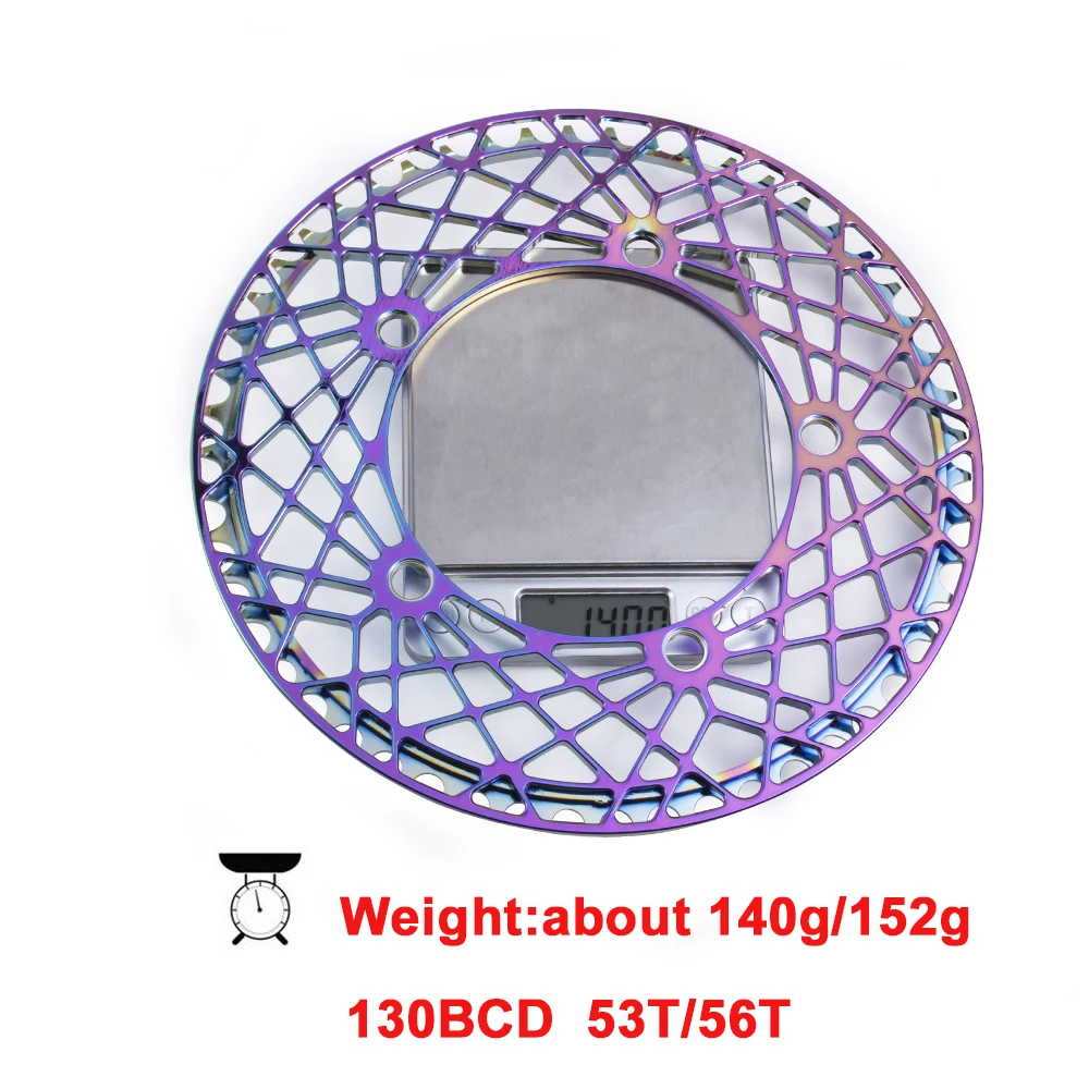 BOLANY Folding Bicycle Chainring  Chainwheel 130BCD  53T 56T Hollow Rainbow Plating For Crankset Tooth Accessories