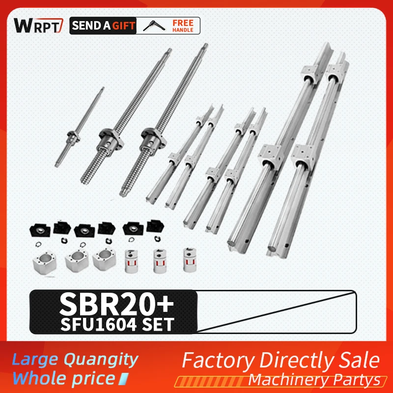 

High Quality 6set SBR20 Linear Guide And 12 SBR20UU/20LUU 3set SFU1604 Ball Screw BKBF12+DSG16H+XB25*30 Set CNC Accessories