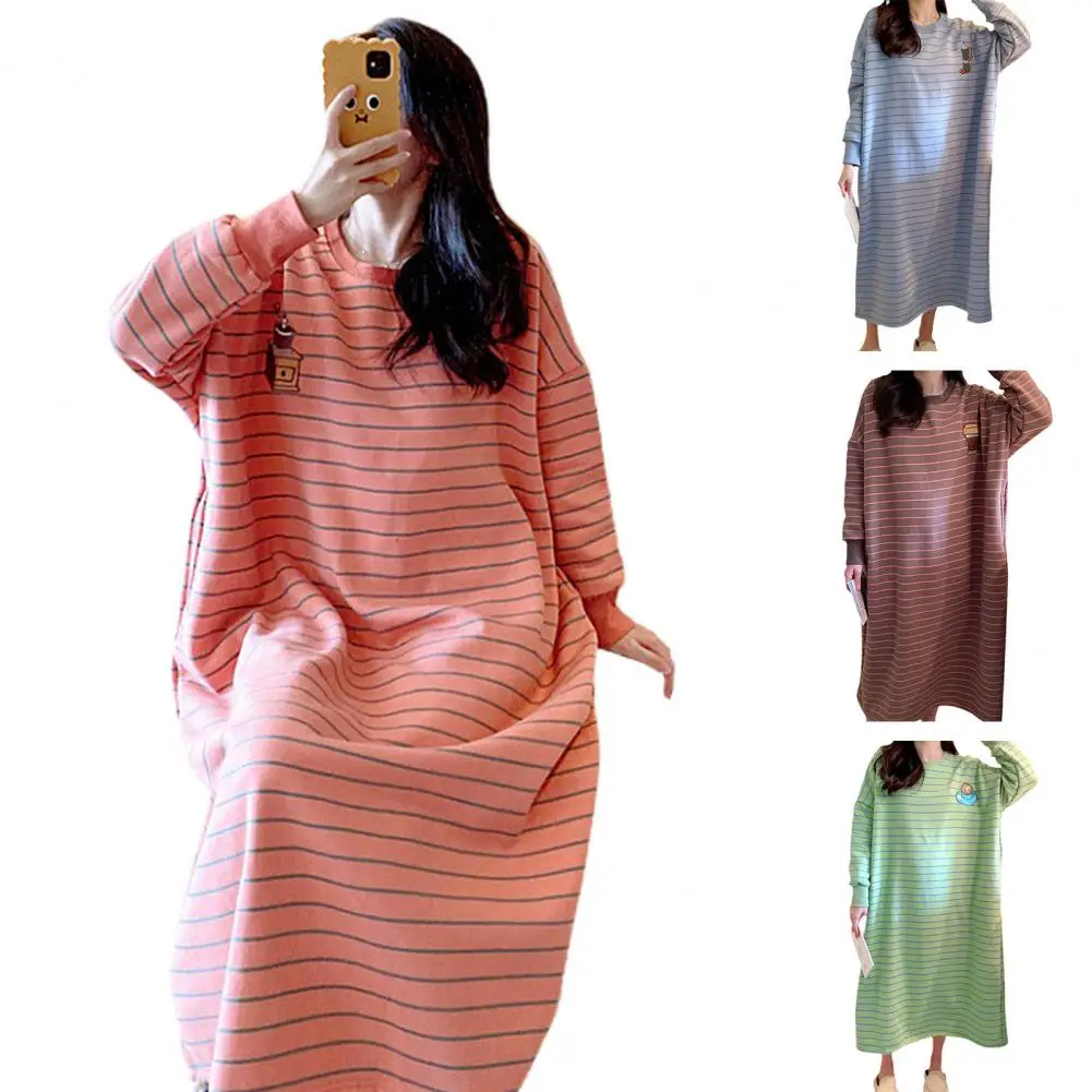 Pijama holgado de dibujos animados para mujer, vestido grueso y cálido de gran tamaño, ropa de dormir para Otoño e Invierno