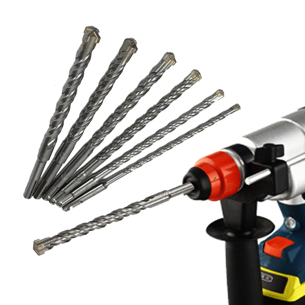 

New arrival 6pcs/bag SDS Plus Crosshead Twin spiral Hammer Drill Bit Set 6/8/10/12/14/16mm Round Shank Twist Electric Hammer