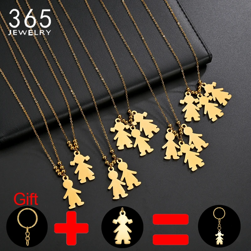 

Personalized Stainless Steel Boy Girl Kids Pendant Necklace Women Child Engraved Name Date Beads Necklace Family Jewelry Gift