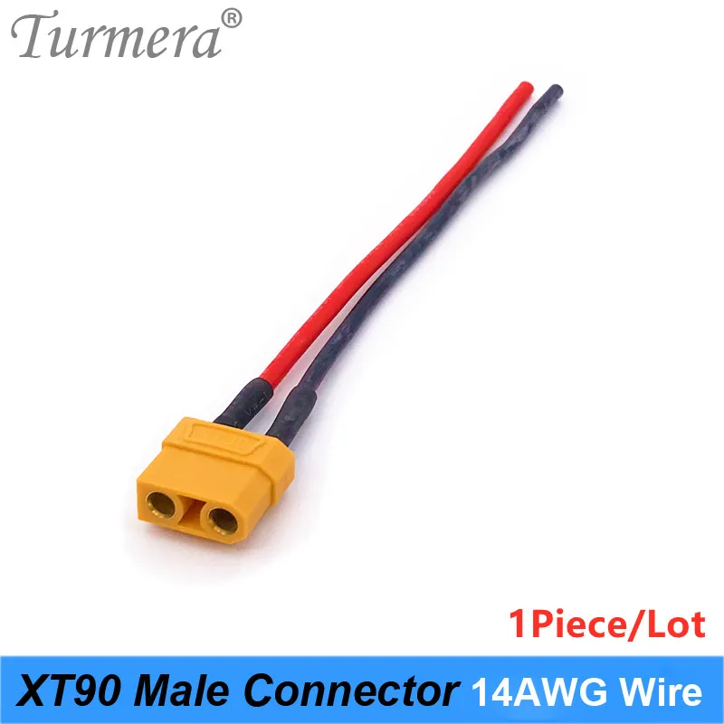 Turmera-conector macho XT90, cable de silicona 14AWG para batería 18650, longitud de aproximadamente 15cm
