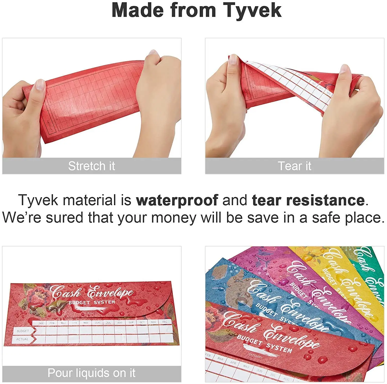 Cash Budget Envelopes Wallet System,12 Pcs Style Waterproof Envelopes for Saving Money,Cash Budget Envelopes with Budget Sheets