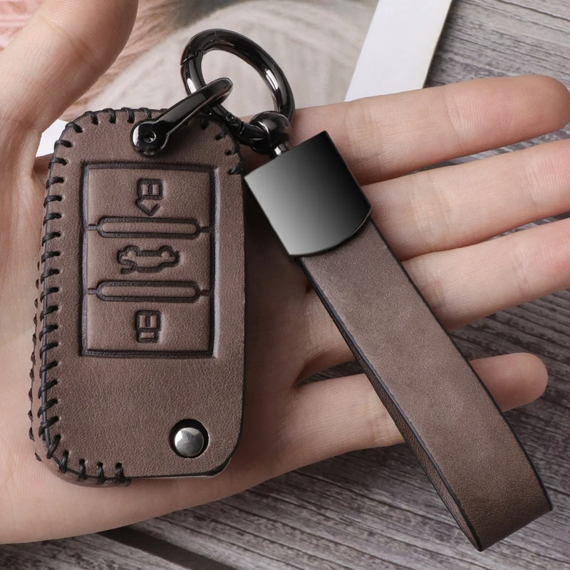 Genuine Leather Key Case for MG Morris Garages 6 Key Set All-inclusive Zs Hs Ruiteng Mg3 Gt Rui Driving Keychain Shell