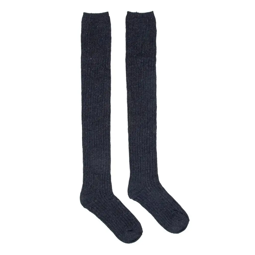 Women's Stockings Gaiters Striped Long Socks Thigh Winter High Stockings Warm Over Knee Socks Soft Wool Christmas Stockings