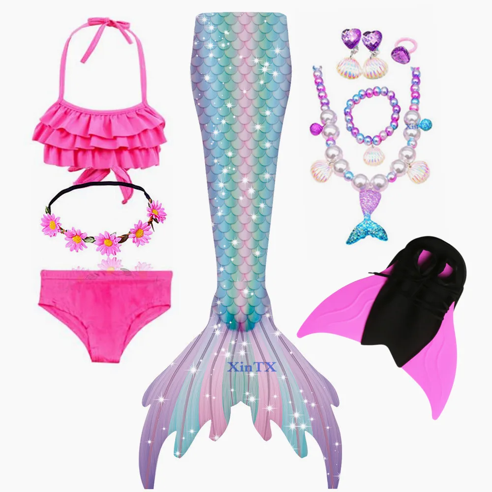 Meisjes Kleine Zeemeermin Staart Met Monofin Fin Badpak Bikini Zwemmen Badpak Strandkleding Voor Meisjes Jurk Kostuum