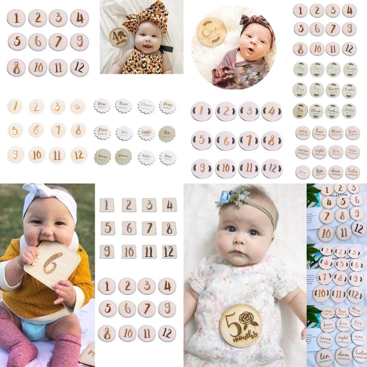 Newborn Photography Props Nordic Simple Baby Birth Month Day Birthday Memorial Milestone Card Accessories