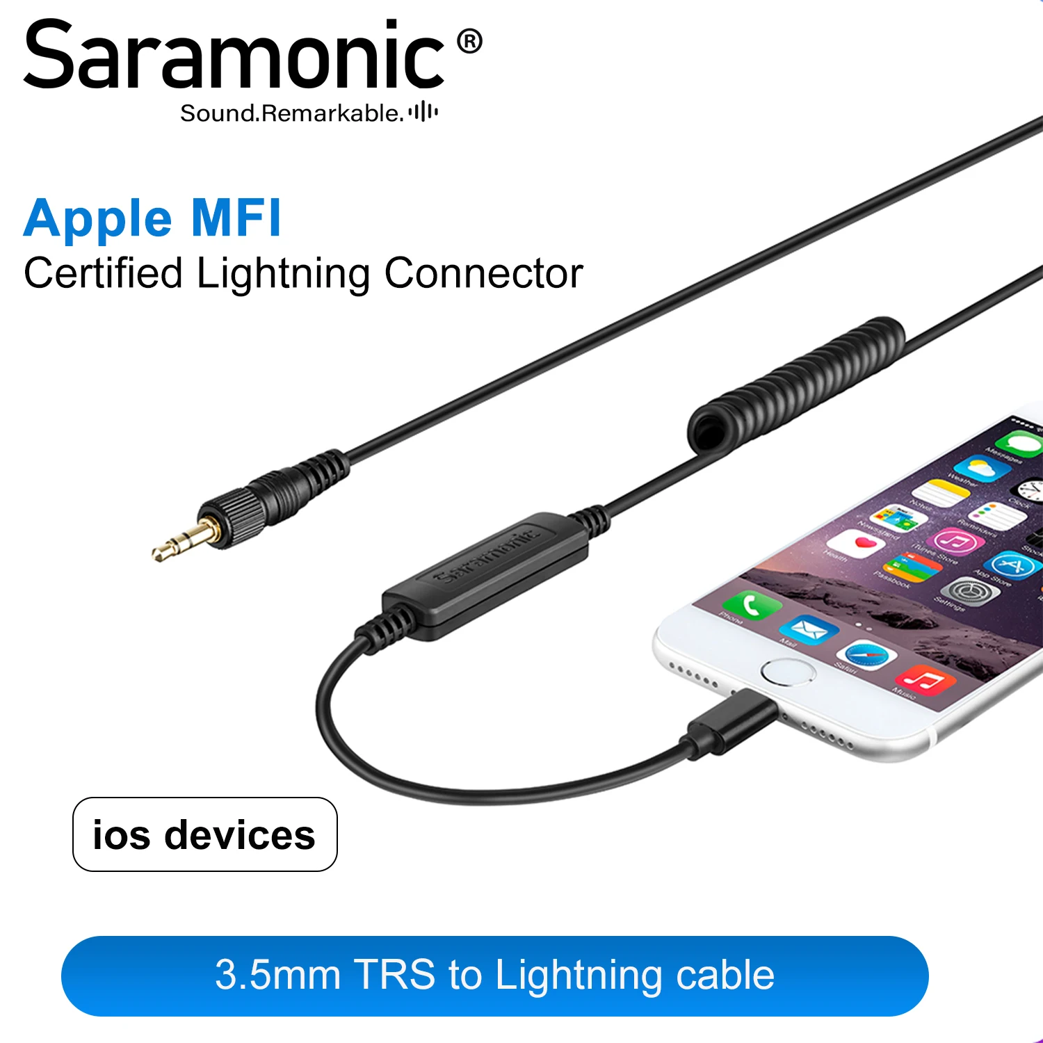 

Saramonic LC-C35 Locking 3.5mm Male Connector TRS to Lightning Output Cable for Saramonic Microphones