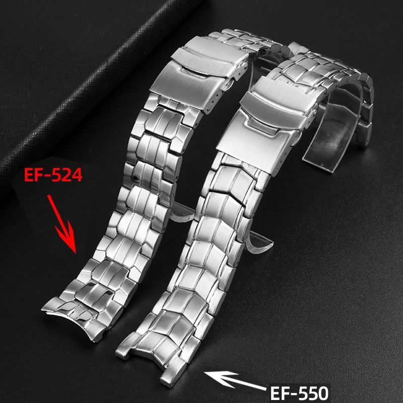 Watchand for Casio EF-550 Men\'s Stainless Steel Watch strap EDIFICE Series 5051 EF-524D Bracelet Waterproof silicone Strap  22mm