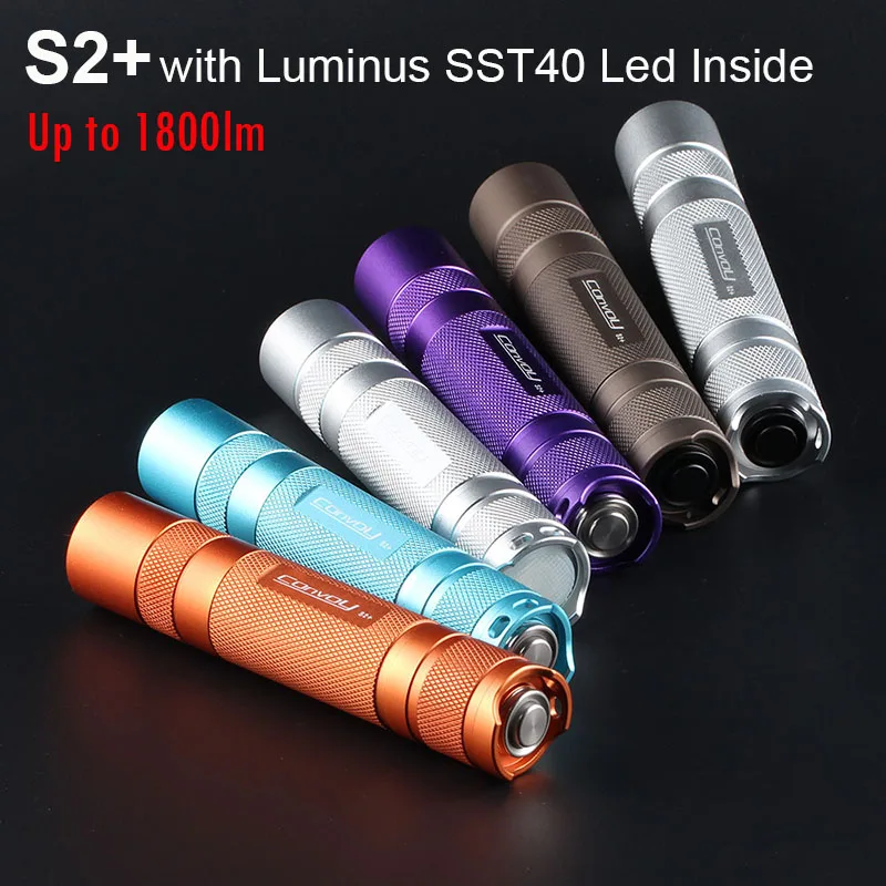 Convoy S2 Plus with Luminus SST40 Flashlight EDC Fash Light 1800lm Mini Torch High Powerful Linterna Camping Hiking Lantern