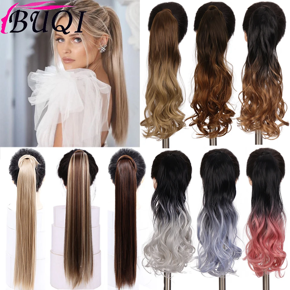 BUQI Fashion Ponytail Hair Extension 1Pc Clip In PonyTail Straight Hairpieces Headwear