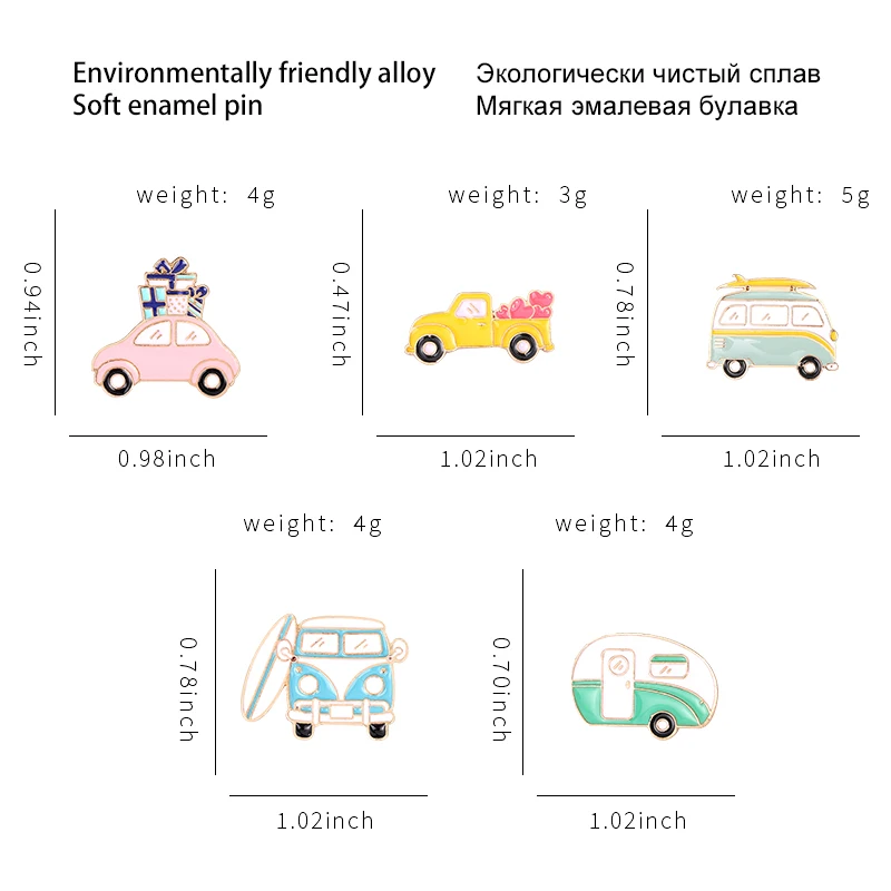 Custom Travel Bus Camper Enamel Pin Badge Cartoon Car Adventure Brooches for Kids Friend Cute Bag Clothes Lapel Pin Jewelry Gift