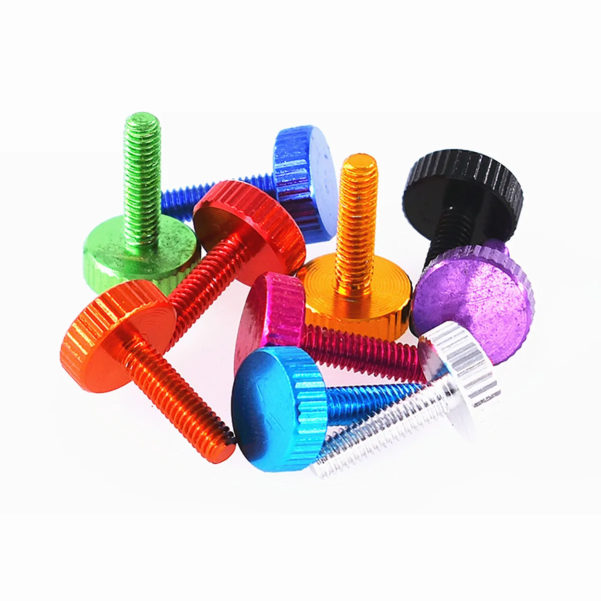 4 pezzi M4 × 15/25mm testa piatta in alluminio anodizzato D12x4mm viti zigrinate zigrinate serrare a mano i bulloni della manopola di rotazione per la custodia del Computer