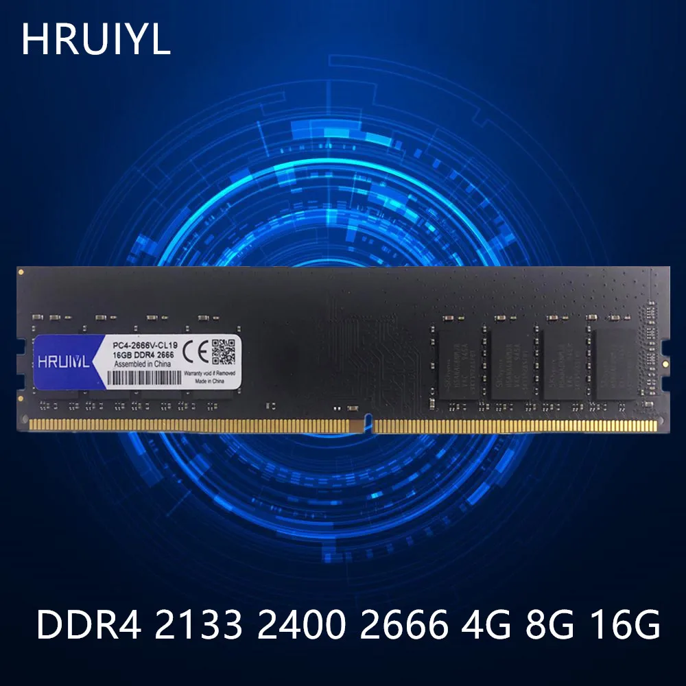 

HRUIYL настольная оперативная Память DDR4 4 ГБ 8 ГБ 16 ГБ 2133 2400 2666 МГц DIMM карты памяти оригинальный чип 1,2 в 288Pin ПК компьютер Memoria DDR 4