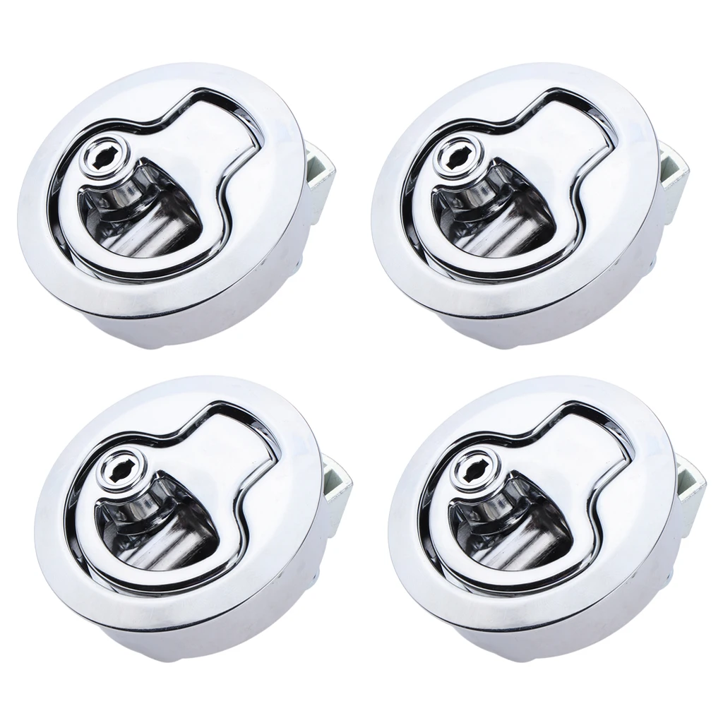 

4pcs Boat Hatch Latch Pull Marine 50mm Flush Mount Pull Latches Round For RV Yacht Truck Trailer Camper Deck Hatch Door Cabinet