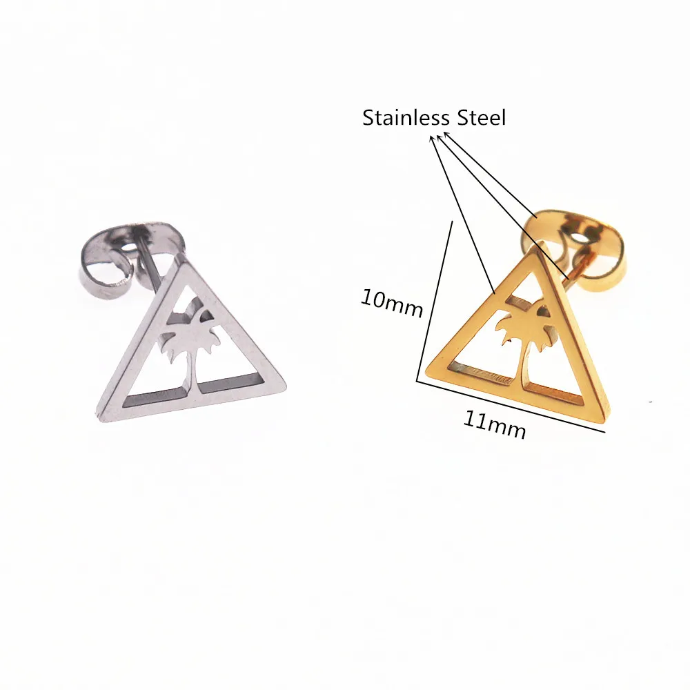 1 Pairs Geometric Jewelry Simple Triangle Stud Earrings For Women Beach Palm Tree Earrings Coconut Tree Aretes De Mujer