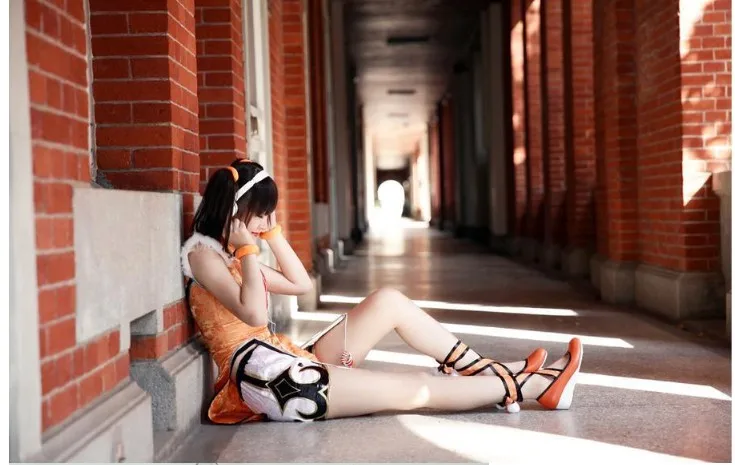 Tekken ling xiaoyu LiLi Costume Cosplay set completo con cinturino per capelli