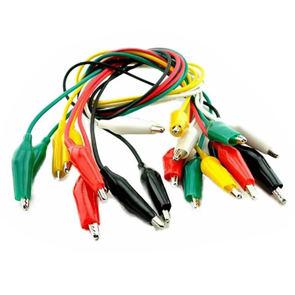 Color Wire Small / Medium / Large Test Wire Alligator Clips Connection Wire 5 Colors 10PCS 50cm Long