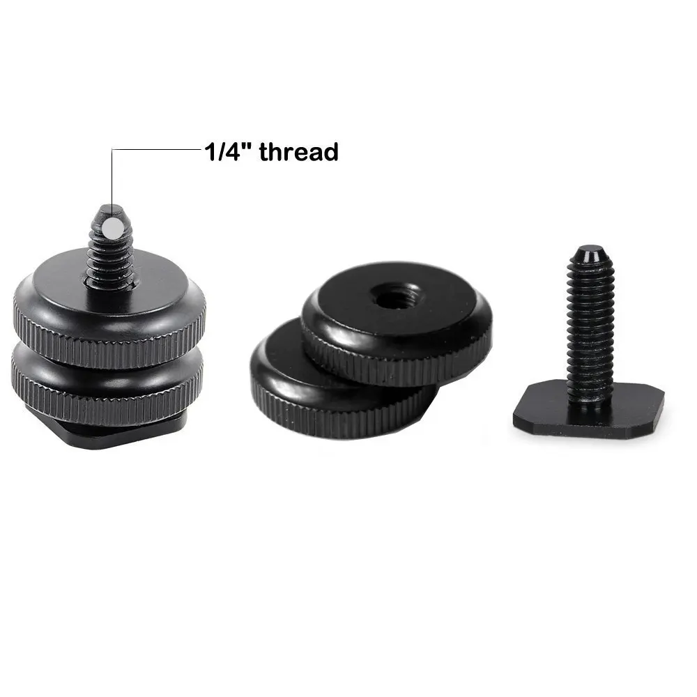 Адаптер Горячий башмак для камеры с креплением на горячий башмак с двойными гайками на 1/4 "-20 Винтовой Адаптер для штатива, крепление для вспышки для DSLR камеры
