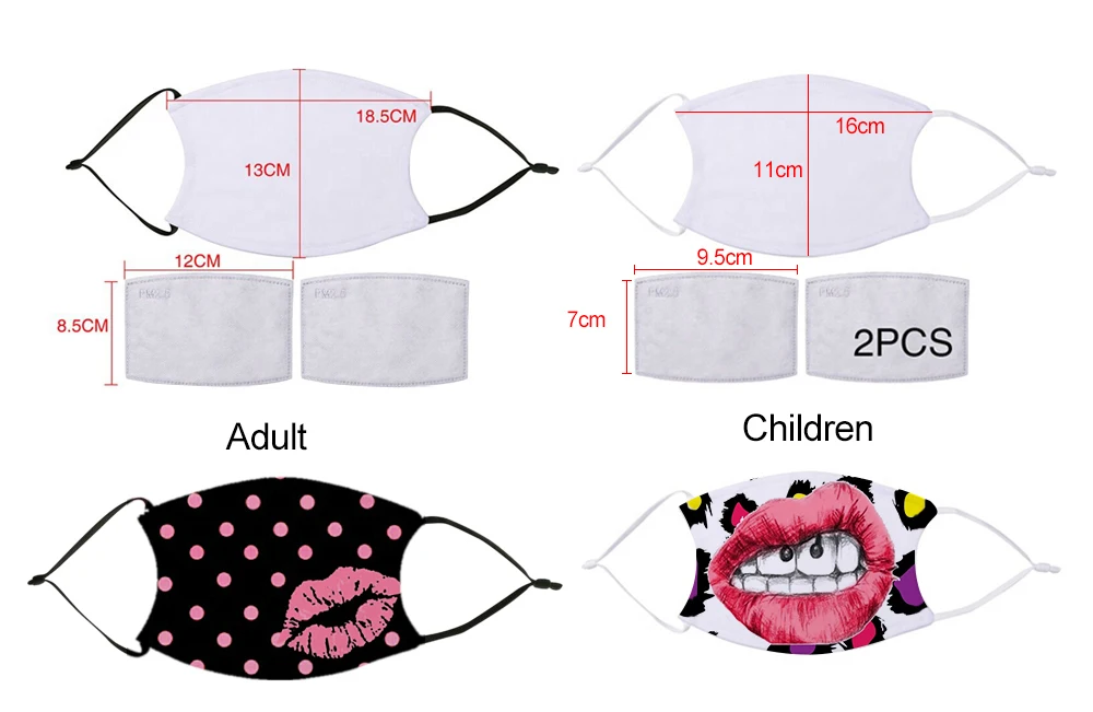 

50pcs/lot Blank Sublimation Non-medical Wind and Dust Mask For Sublimation INK Print Heat Press Printing Transfer Print