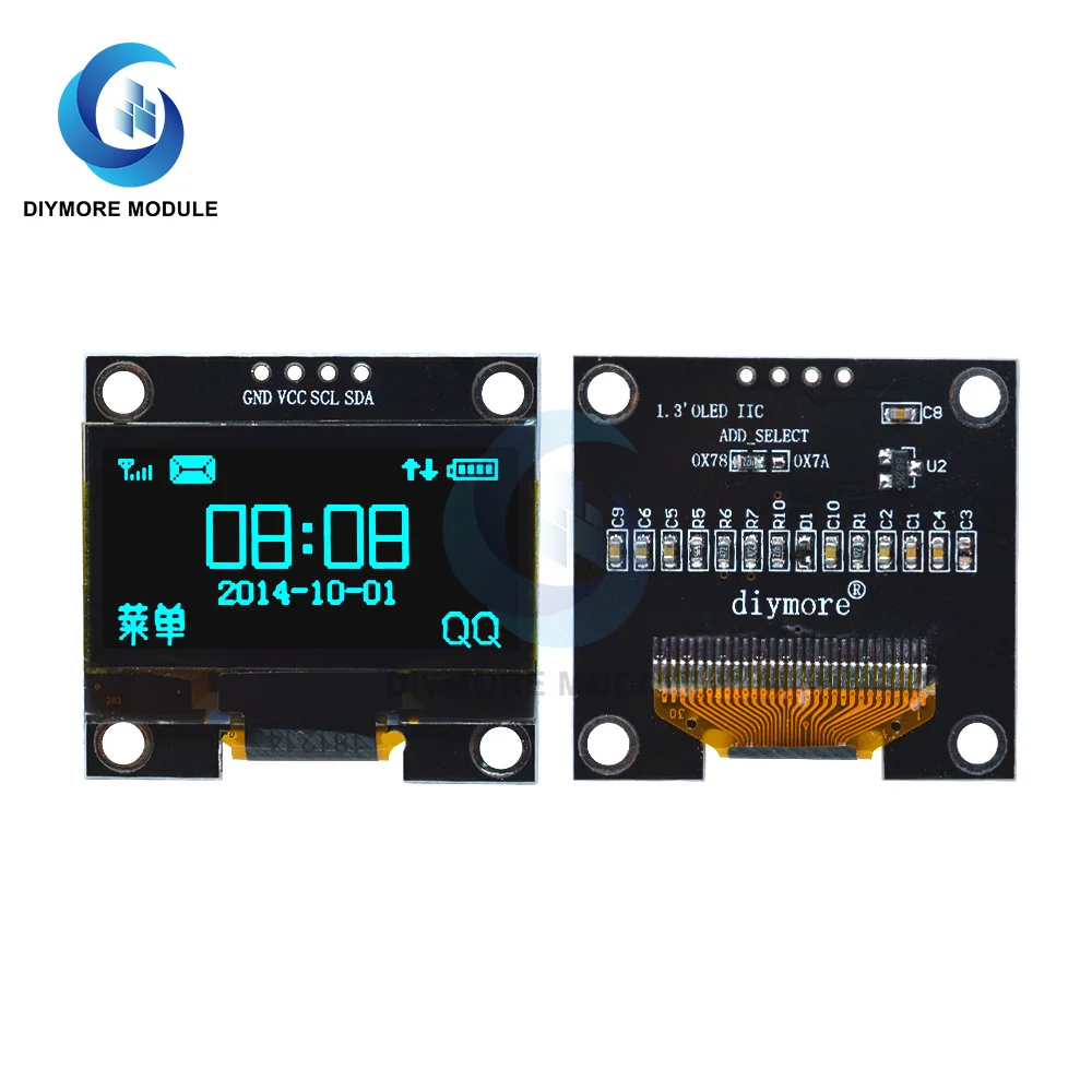 1.3" OLED Display Module White/Blue Color 128*64 IIC I2C Interface Communication SSH1106 Controller 12864 For Arduino