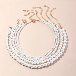 New Fashion Elegant White Imitation Pearl Choker Necklaces Round Pearl Wedding Chain Necklace For Women Charm Party Jewelry Gift