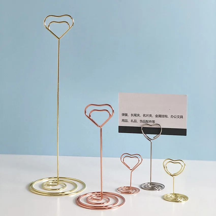 Metal POP Display Label Signage Clips Holders Price Paper Card Promotion Small Memo Wire Shaped Winding Heart Type 100pcs