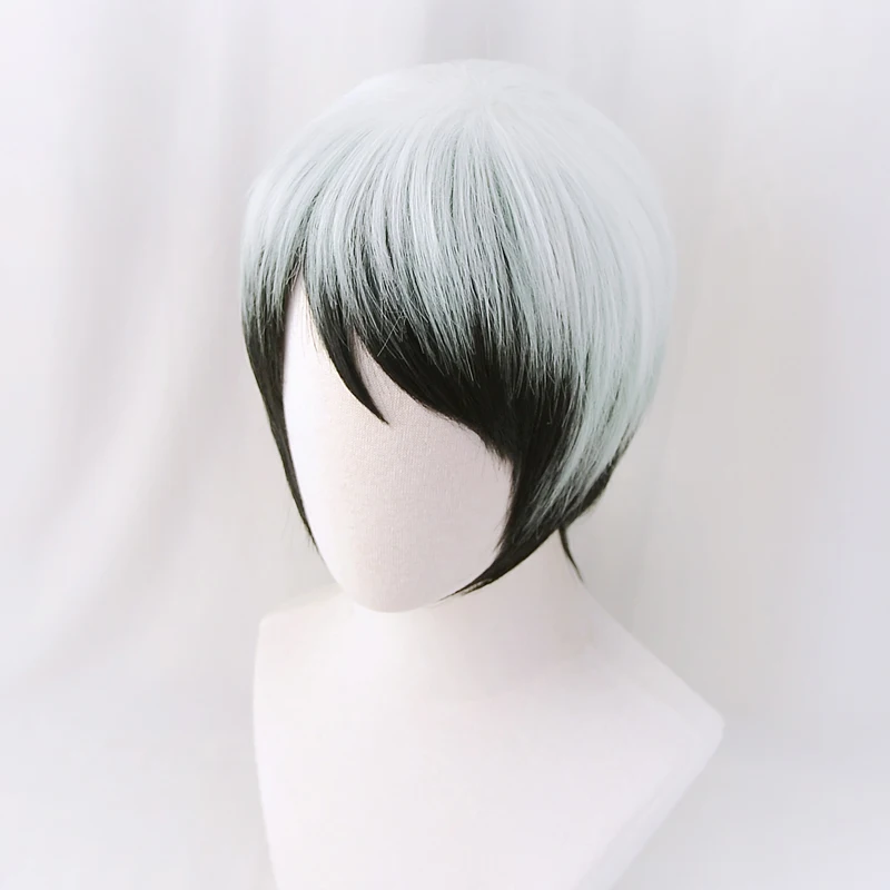 Anime Yushirou Cosplay Wigs Short Gradient Color Heat Resistant Synthetic Hair Wig + Wig Cap