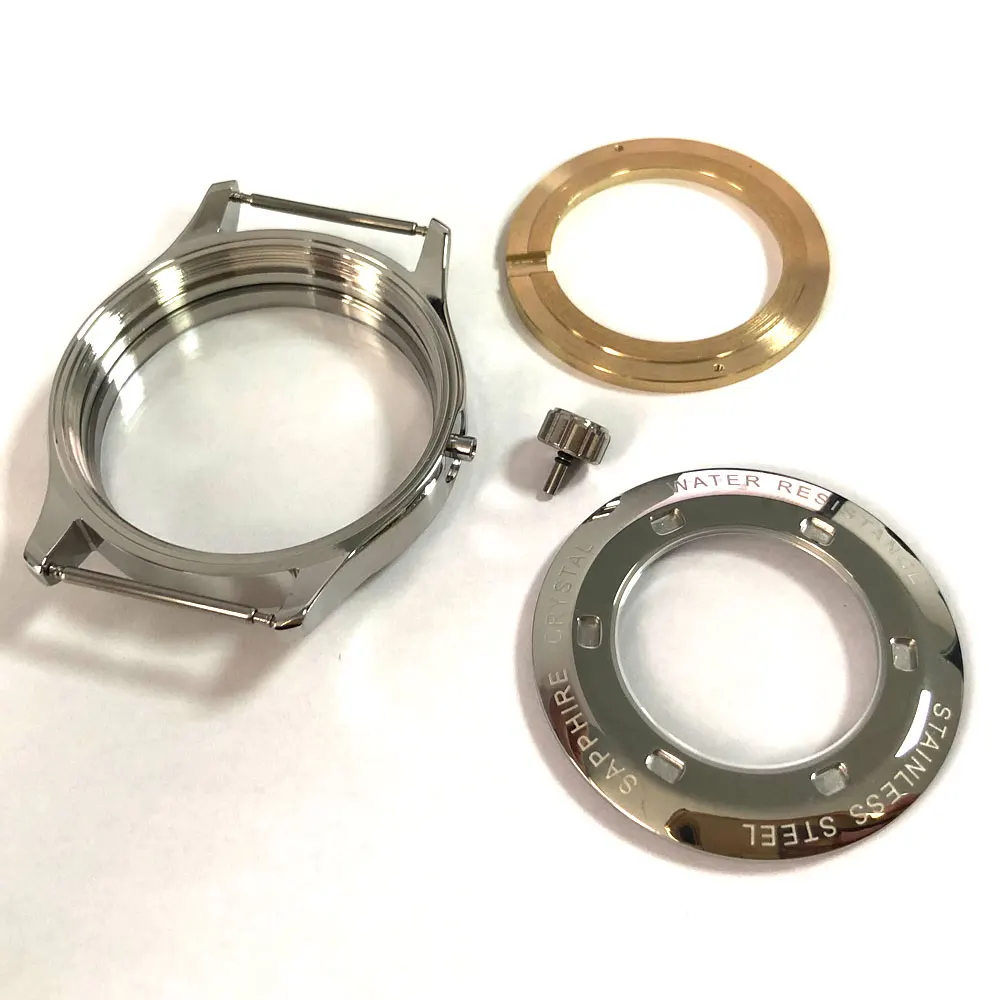 corgeut 42mm sapphire glass polished 316L Stainless Steel watch case fit ETA 2836 2824 MIYOTA 8215 821A movement
