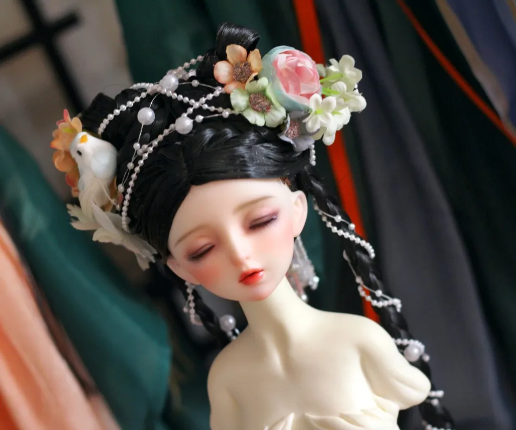 1/4 1/3 Scale BJD Wig Ancient Costume Hanfu Long Hair Vintage Samurai Wigs For BJD/SD MSD SD13 Big Girl Doll Accessories C1108