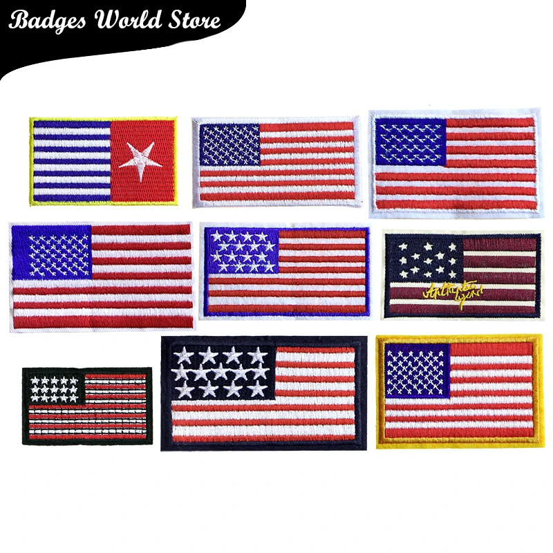 American National Flags Cartoon Icon Embroidered Iron on Patches for Clothing DIY Stickers Custom Badges on the Backpack