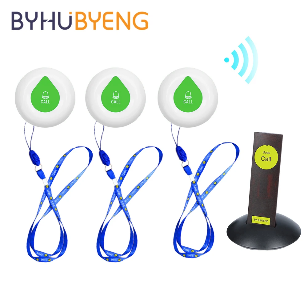 BYHUBYENG Office Remind 3 Call 1 Pager for Boss Staff Nursing Buttons Receiver Button Bell Home Alarm System Buzzer Table