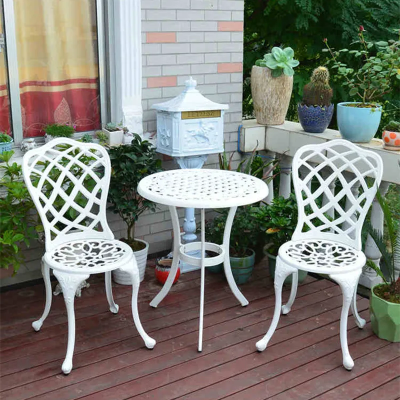 

3pcs set Patio garden chair table Balcony coffee set Cast Aluminum coversation Bistro Set with lattice weave design good quality