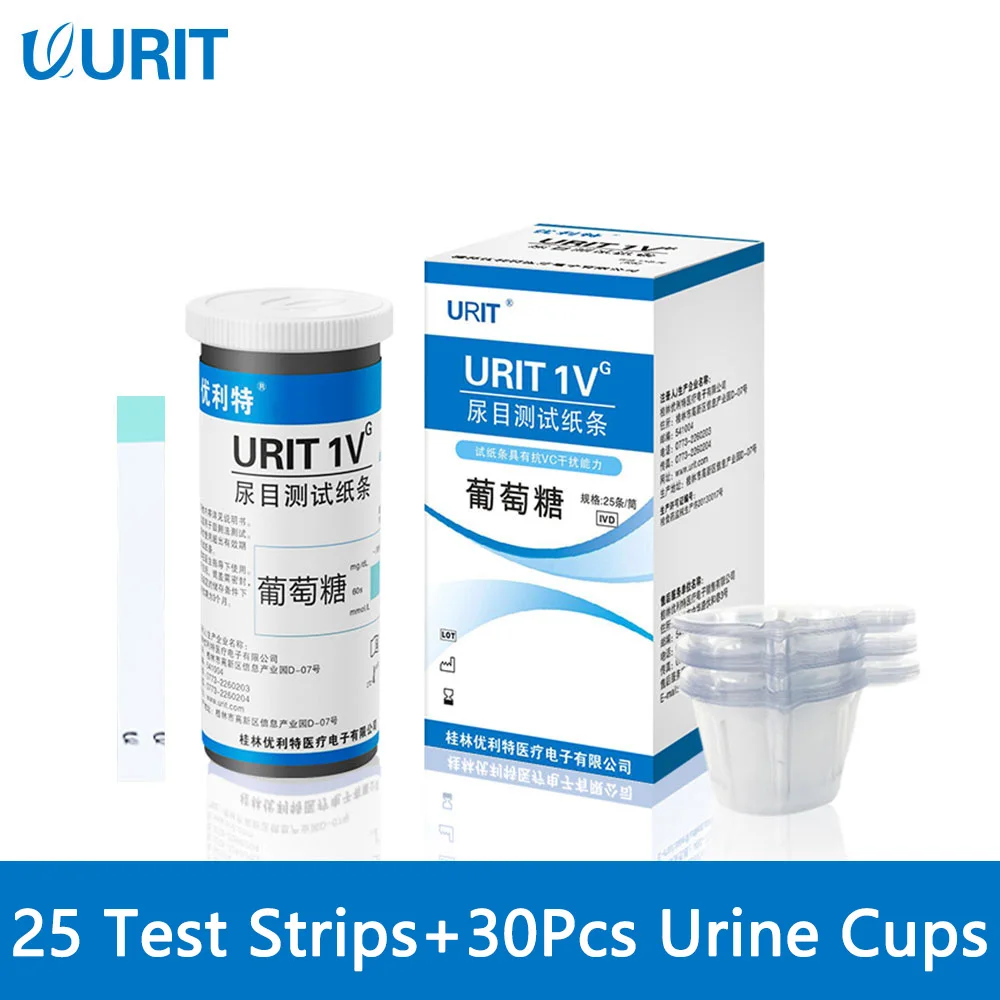 

URIT 25Pcs Glucose Test Urine Strips Household PH Test Paper Urinalysis Diabetes Alkaline Testing Healthy Diet Body Tester