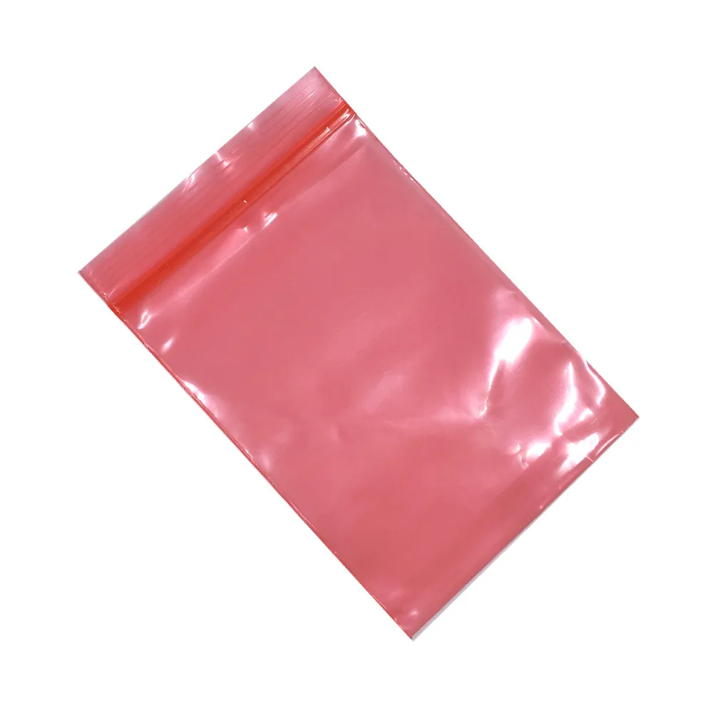 100PCS PE Self Seal Red ESD Shielding Antistatic Bag Zip Lock Bags Anti Static Package Pouches for Electronic Jewellry Storage