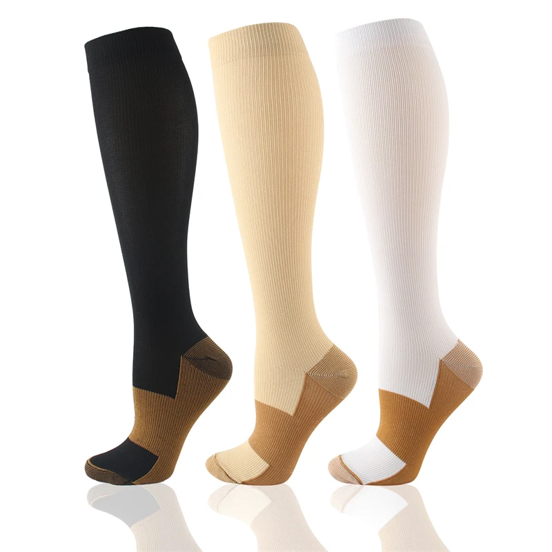 Men Women Compression Stockings Varicose Vein Long Socks Leg Relief Pain Knee Pressure Unisex Solid Color Thigh High Tube Nylon