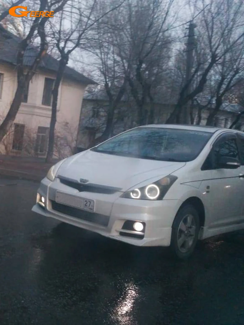 Для Toyota Wish 2003, 2004, 2005, 2006, 2007, 2008, 2009, отличный ультра яркий дневной свет SMD светодиодный комплект с ангельскими глазами, кольца Halo
