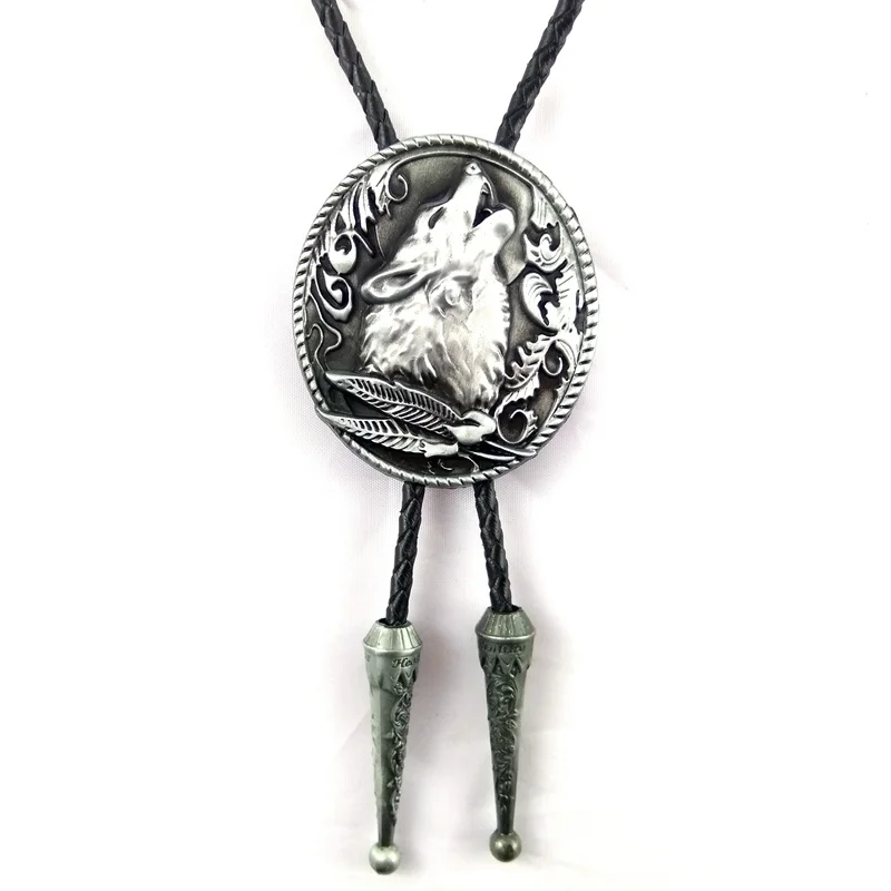 

Antique Silver Brass Wolf Rodeo Bolo Tie Indien Handmade Western Cowboy Necktie Fashion Birthday Christmas Gift Mens Accessories