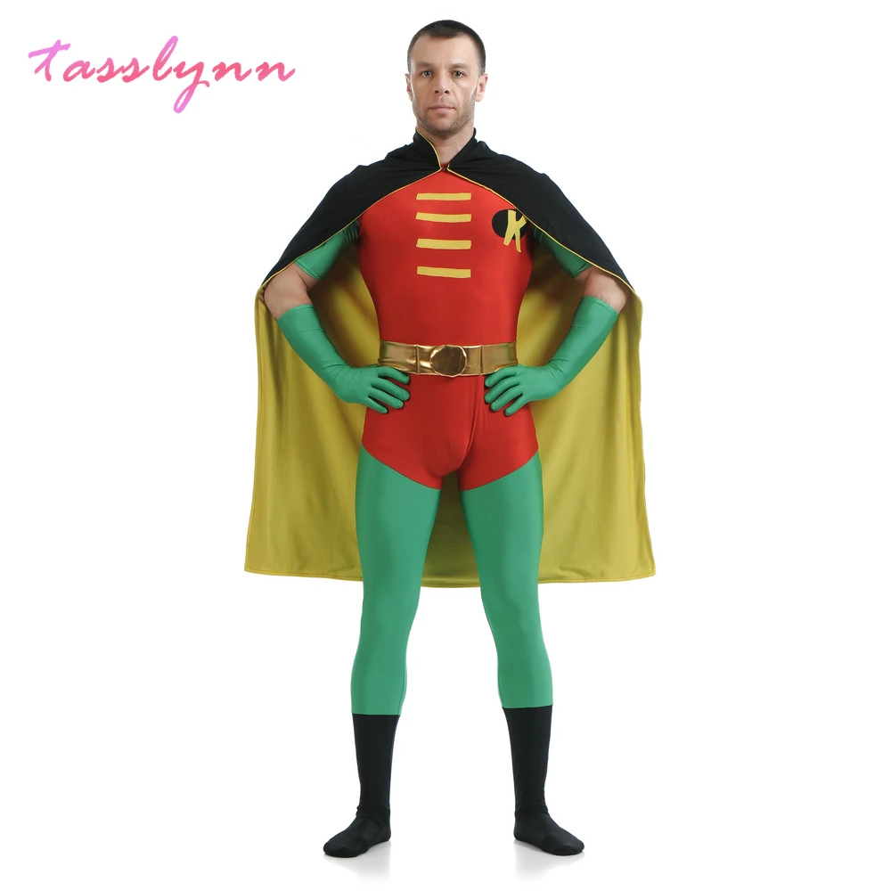 Tim Drake Red Robin Damian Wayne Cosplay Kostuum Party Jumpsuits & Rompertjes Met Mantel Zentai Halloween Kostuum