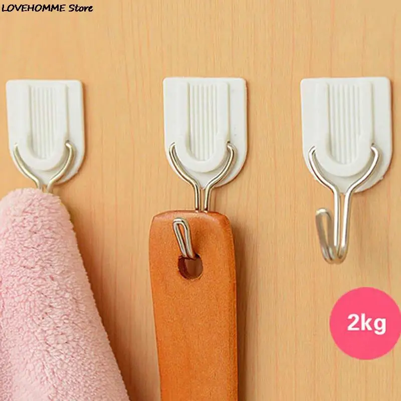 1~20Pcs hook organizer Strong Self Adhesive Door Wall Hangers Hooks trackless hook For home Storage Kitchen Bathroom  bedroom